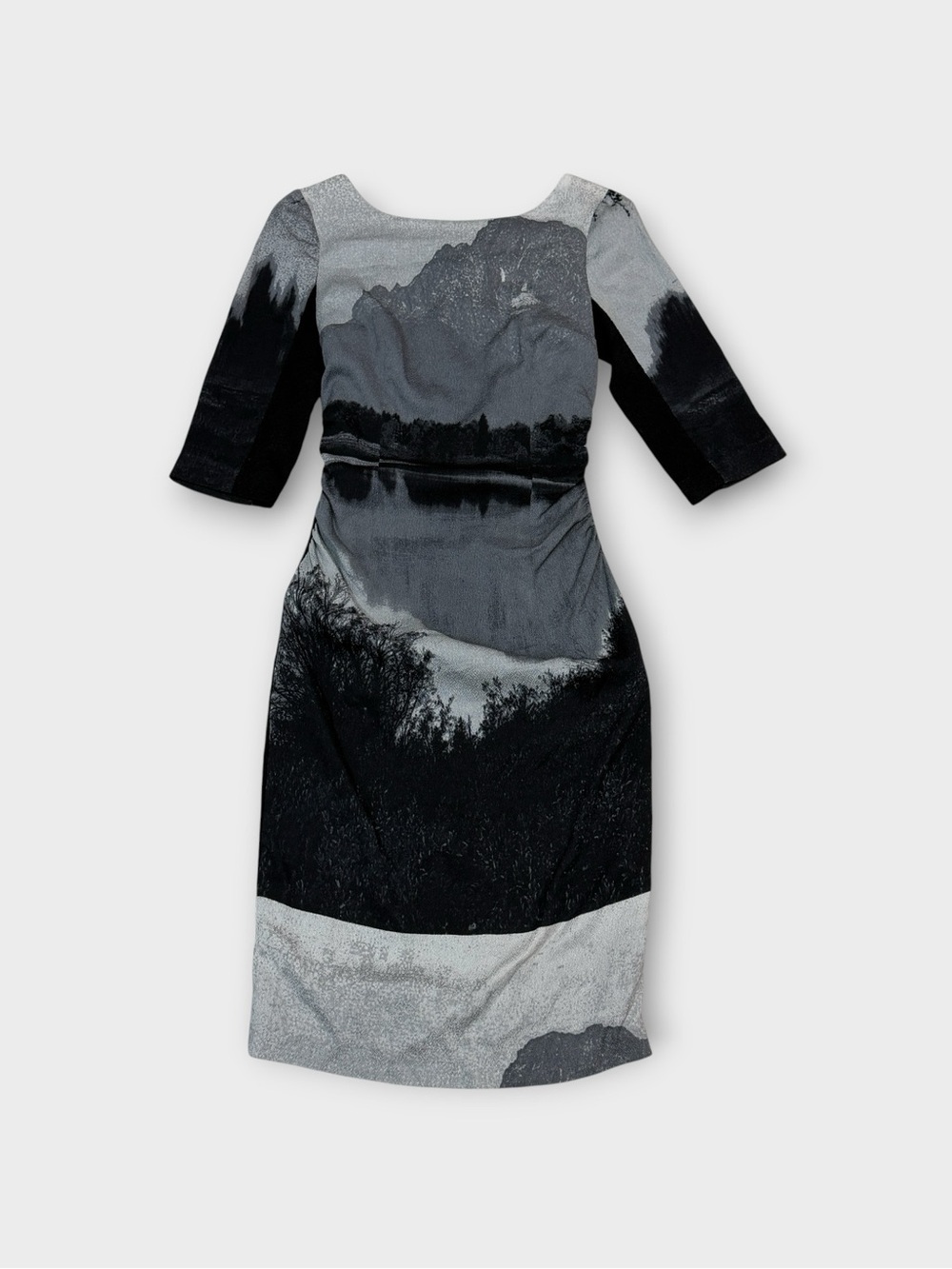 92% Silk Indie Sleeze Tracy Reese Scenic Landscape Print Sheath Dress
